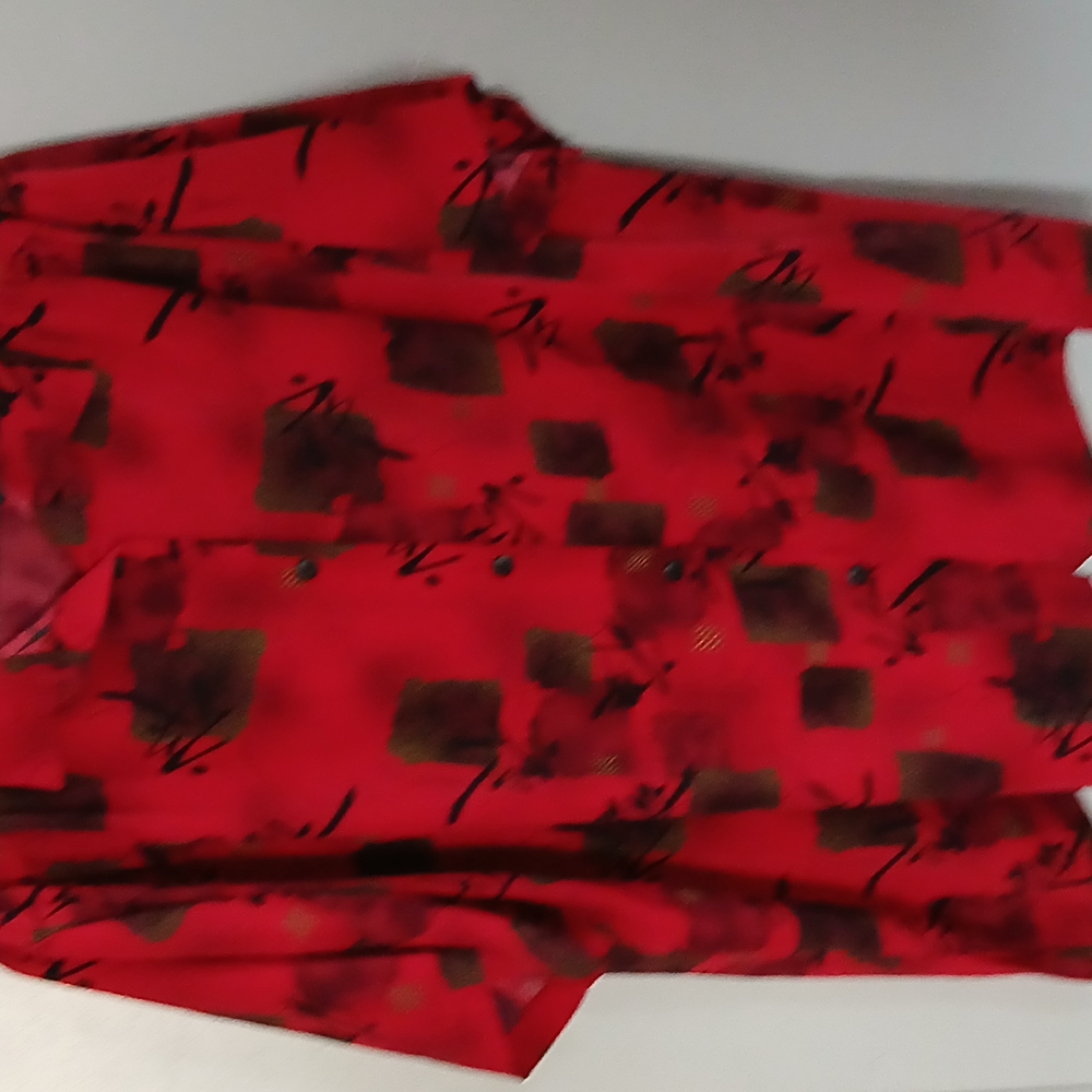 Asian style Button-Up 4X Blouse red and Black